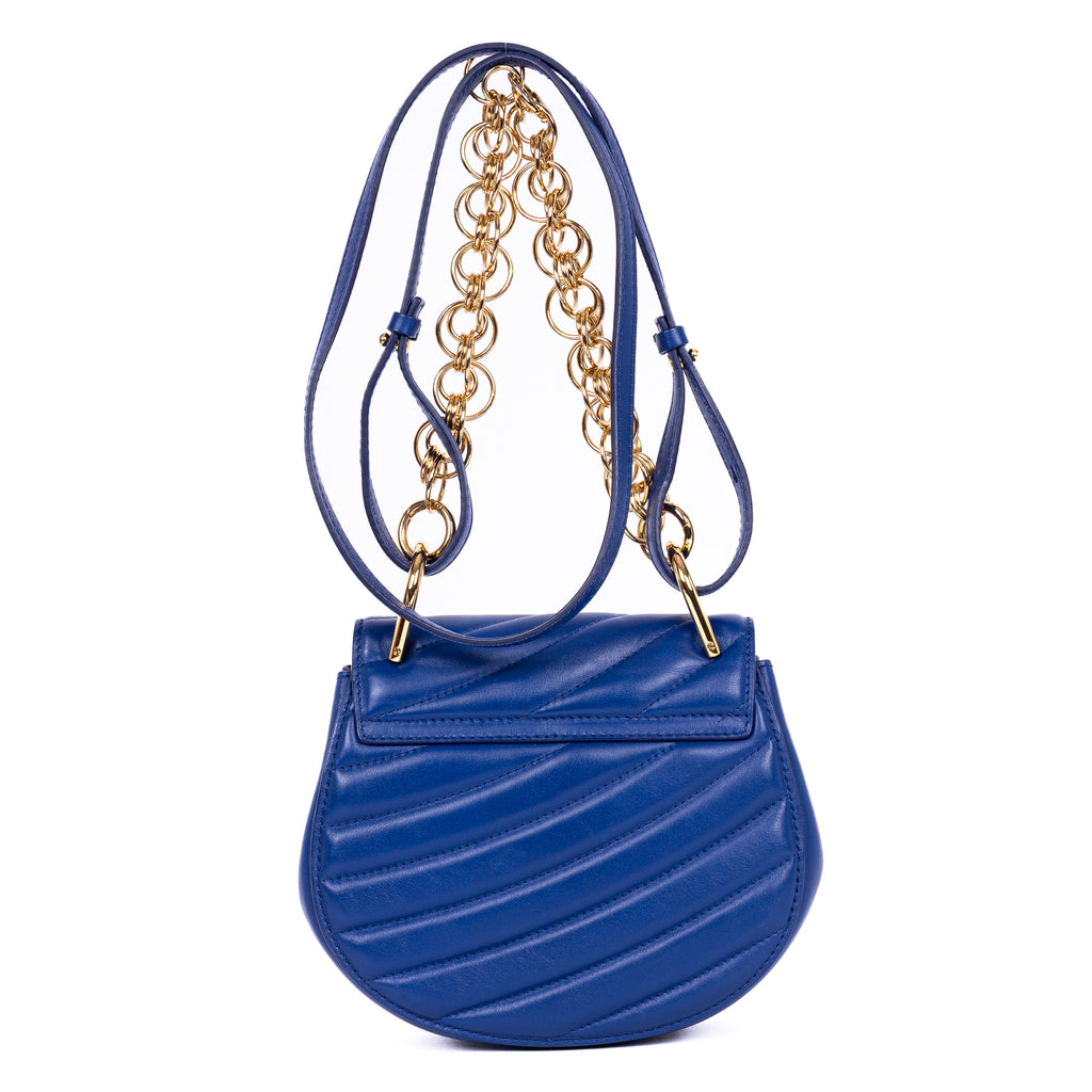 Shoulder Bag Drew Mini Royal Blue Calfskin Quilted Leather