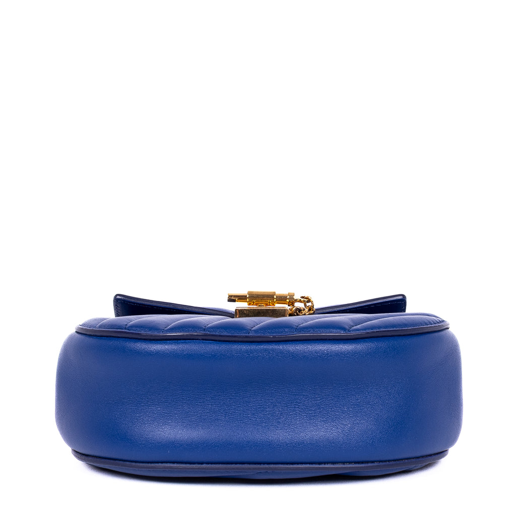 Shoulder Bag Drew Mini Royal Blue Calfskin Quilted Leather