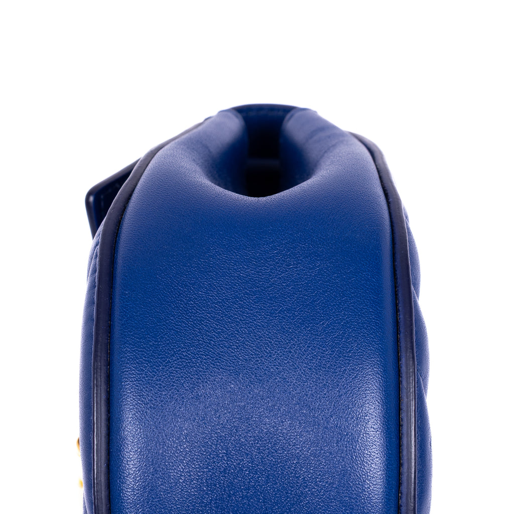 Shoulder Bag Drew Mini Royal Blue Calfskin Quilted Leather