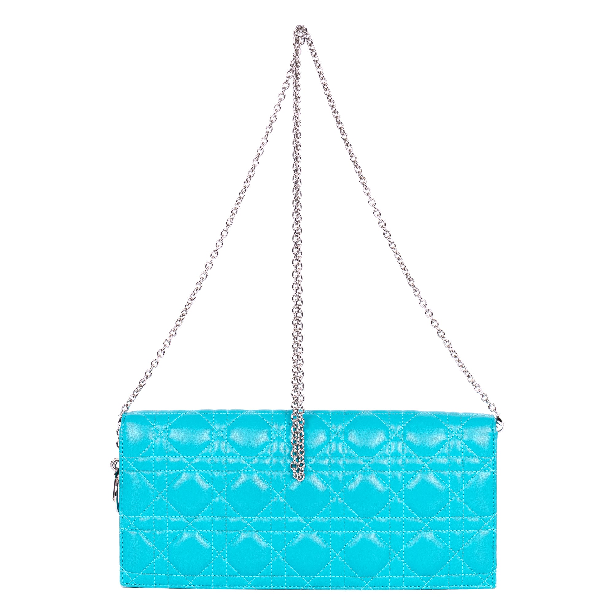 Shoulder Bag Lady Dior Chain Clutch Blue Cannage Leather
