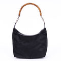 Shoulder Bag Vintage Bamboo Tote Black Monogrammed Canvas