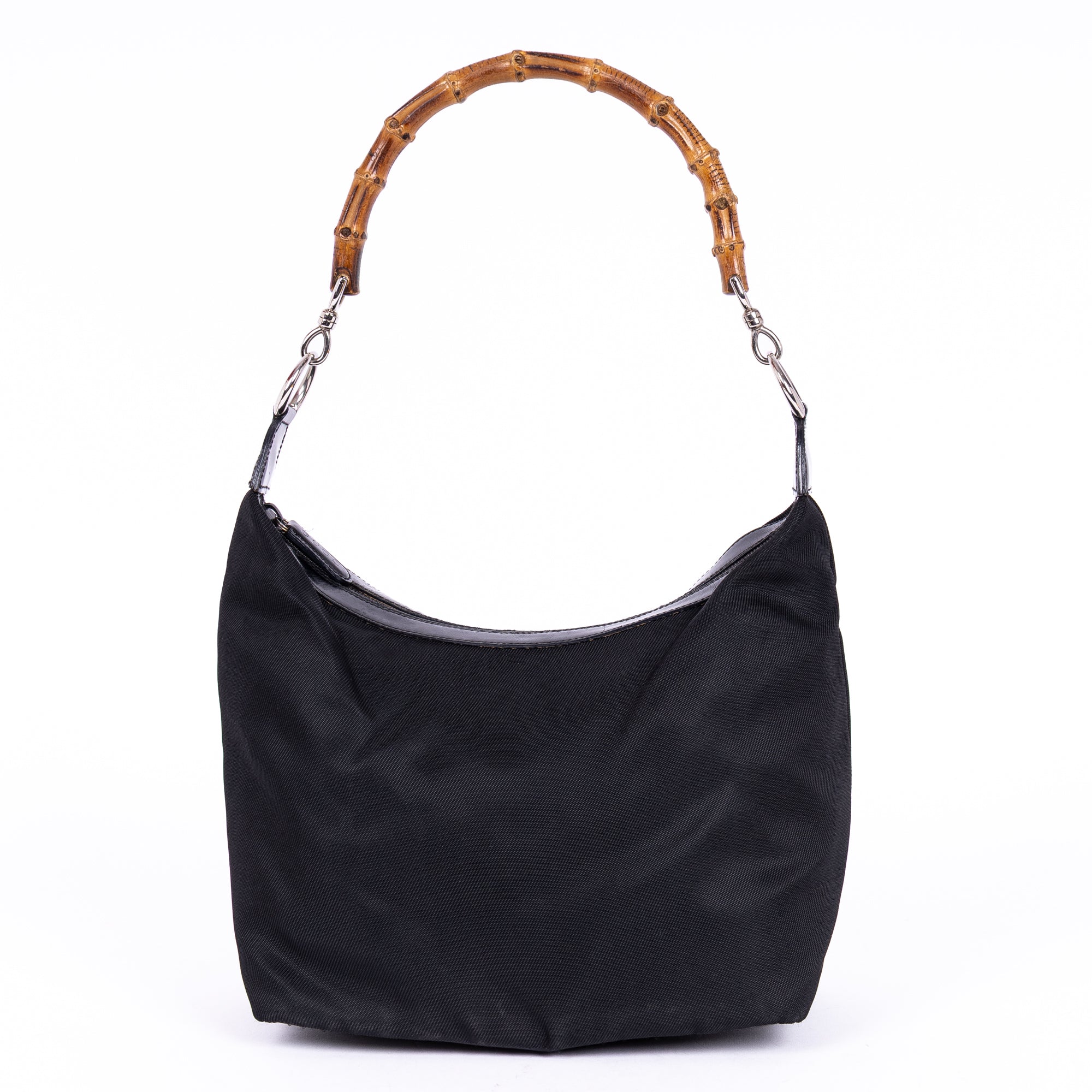 Shoulder Bag Vintage Bamboo Tote Black Monogrammed Canvas