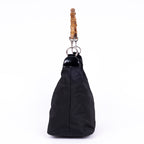 Shoulder Bag Vintage Bamboo Tote Black Monogrammed Canvas