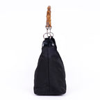 Shoulder Bag Vintage Bamboo Tote Black Monogrammed Canvas