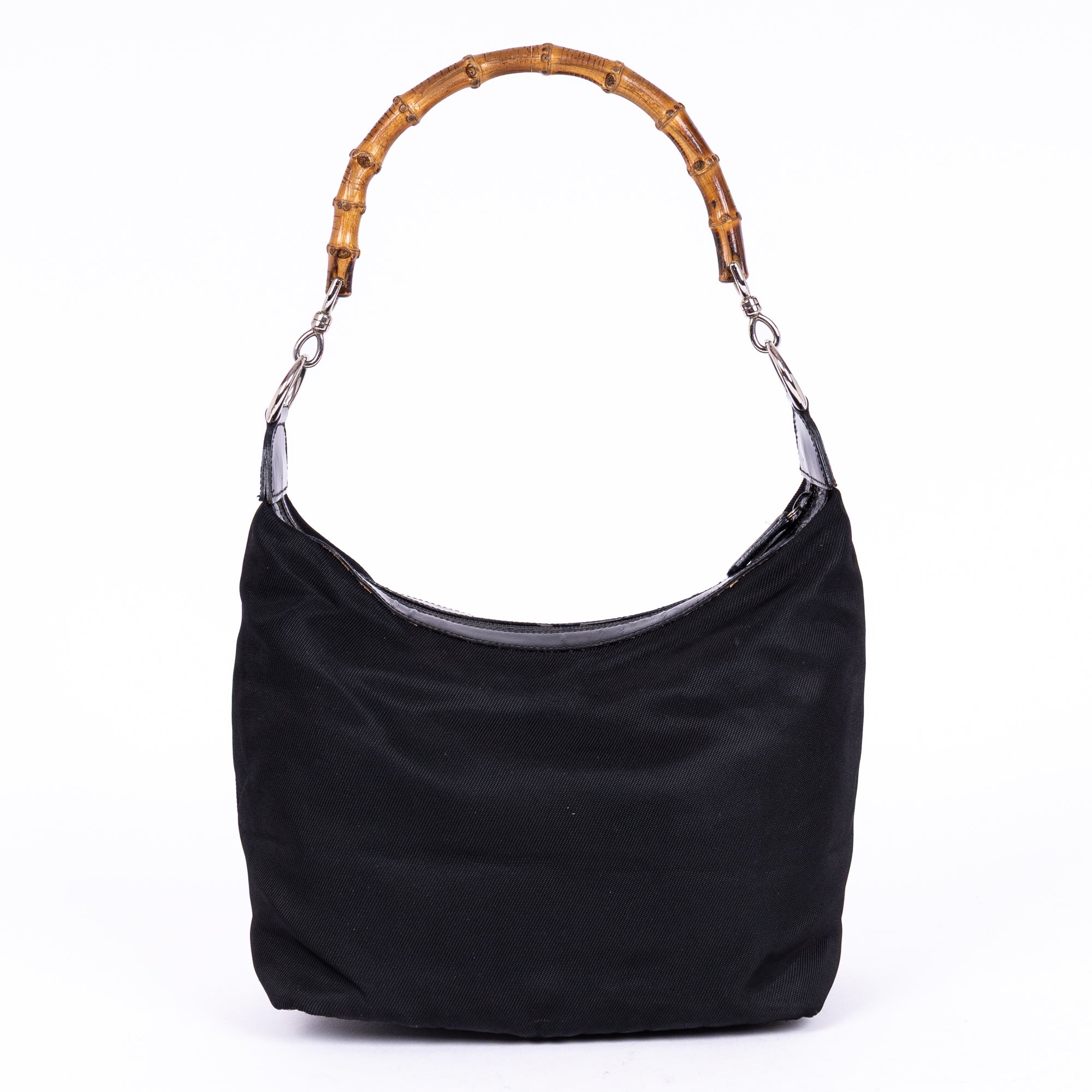 Shoulder Bag Vintage Bamboo Tote Black Monogrammed Canvas