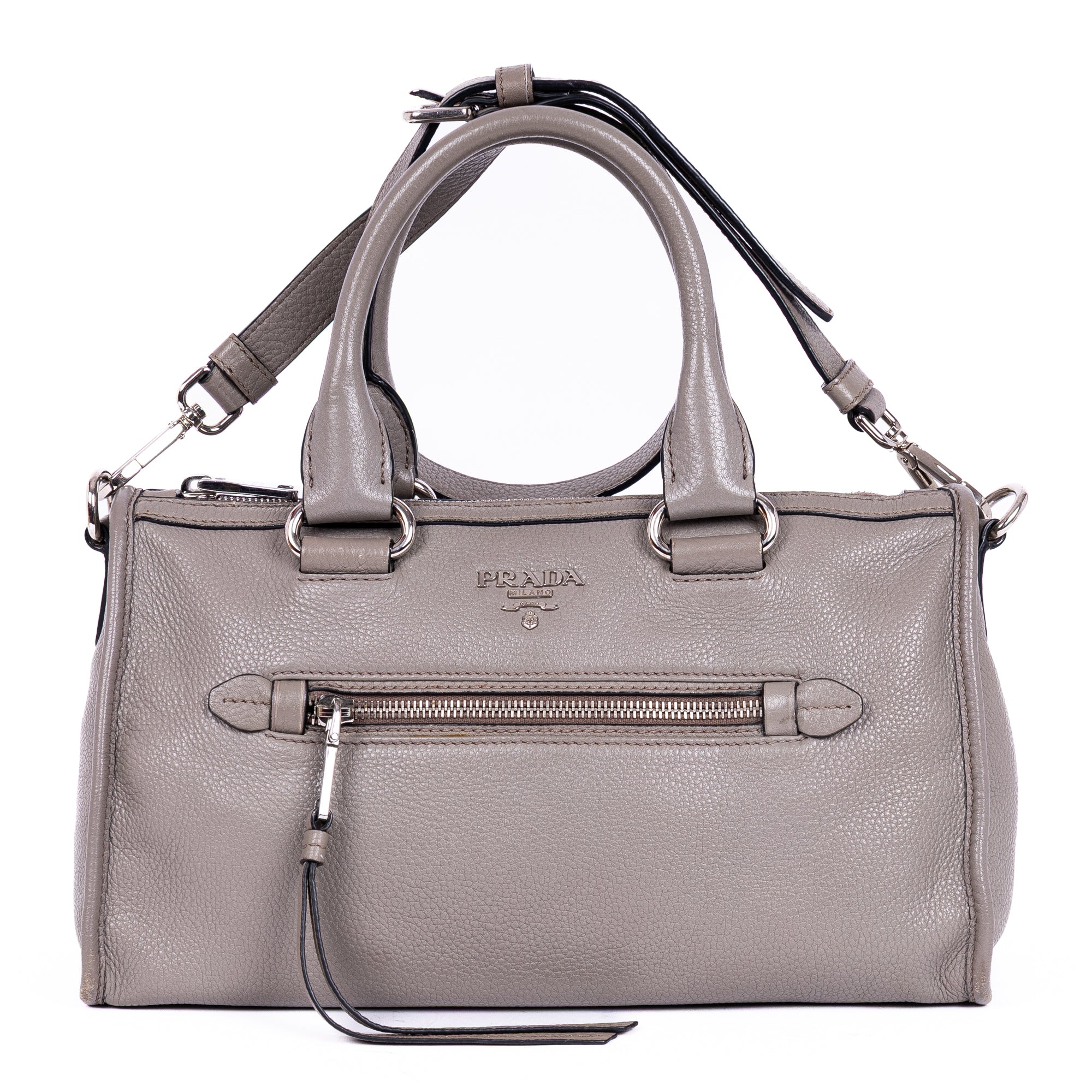Handbag Bauletto Boston Small Grey Vitello Phenix Leather