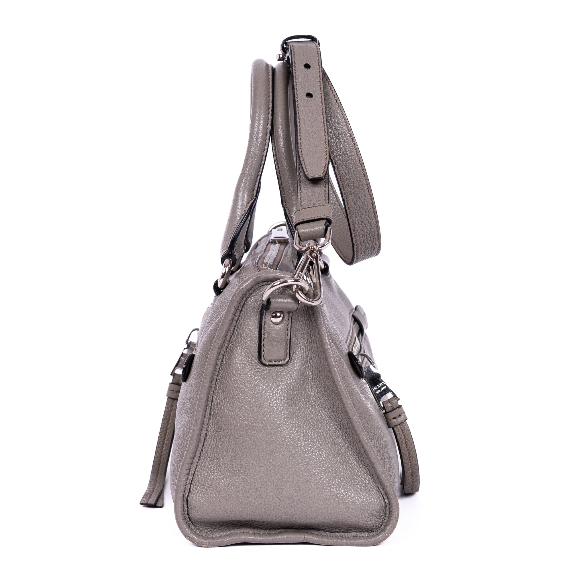Handbag Bauletto Boston Small Grey Vitello Phenix Leather
