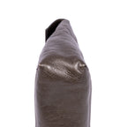 Shoulder Bag Maxi Baguette Flap Grey Calfskin Leather