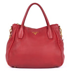 Shoulder Bag Cabas Crossbody Red Vitello Daino Leather