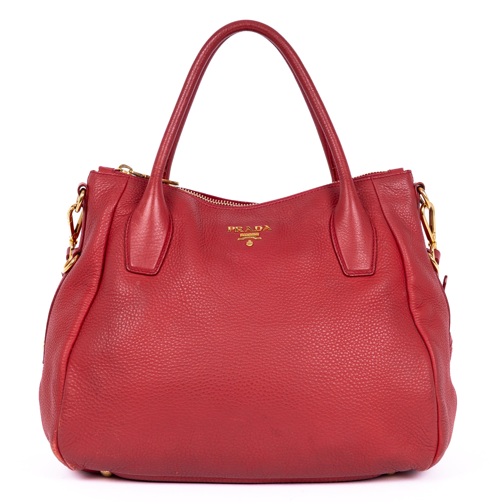 Shoulder Bag Cabas Crossbody Red Vitello Daino Leather