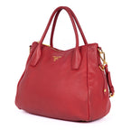 Shoulder Bag Cabas Crossbody Red Vitello Daino Leather