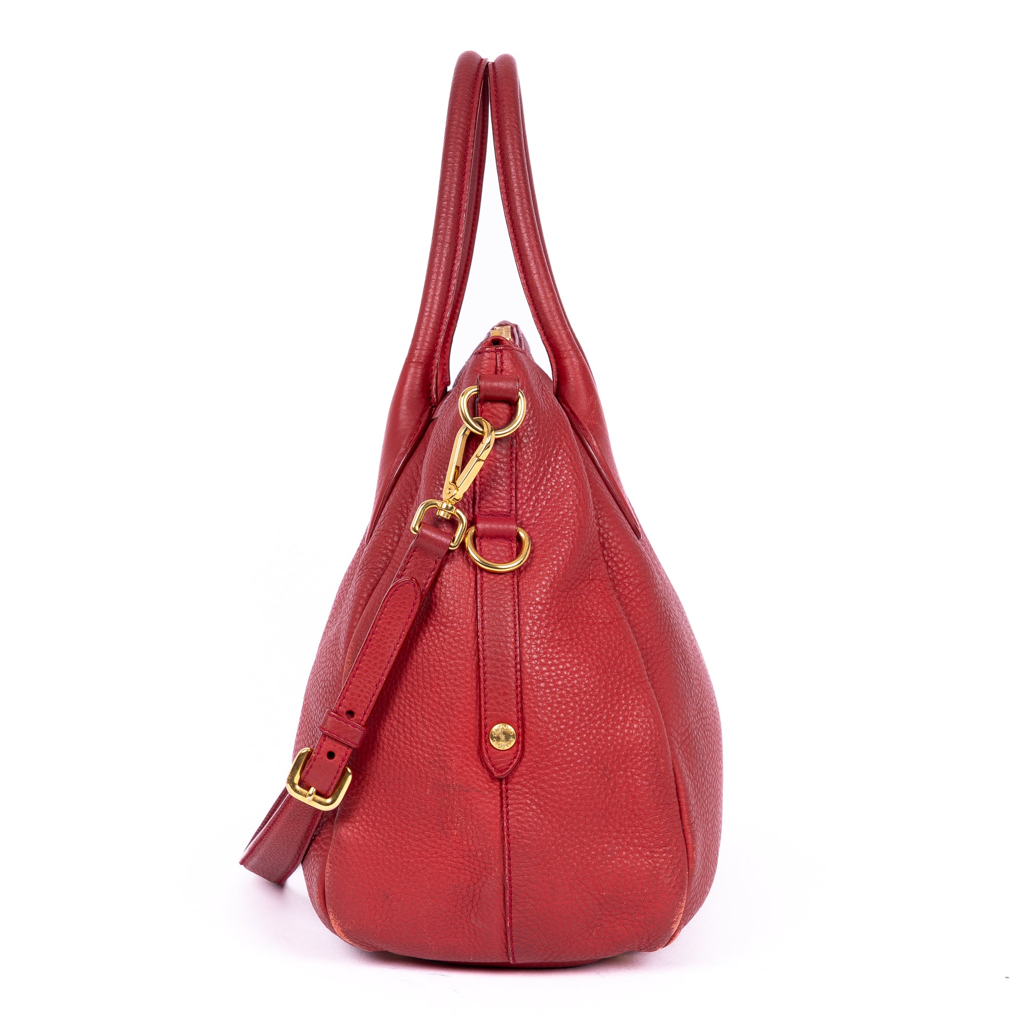 Shoulder Bag Cabas Crossbody Red Vitello Daino Leather
