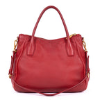 Shoulder Bag Cabas Crossbody Red Vitello Daino Leather