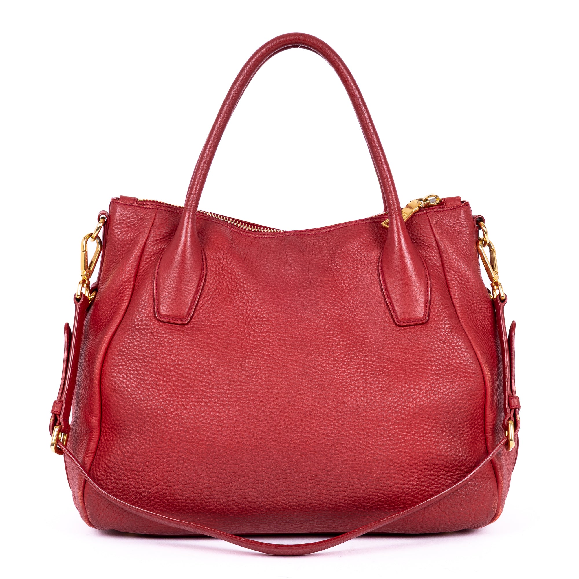 Shoulder Bag Cabas Crossbody Red Vitello Daino Leather