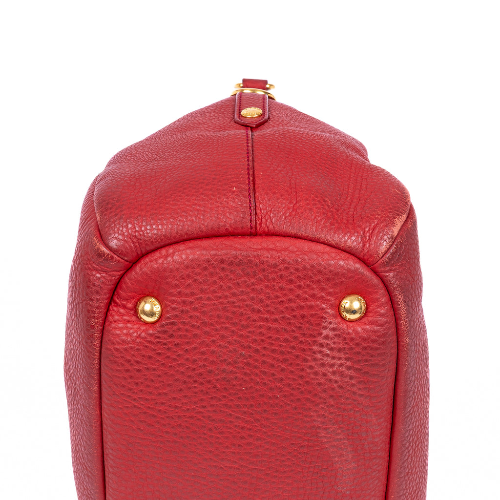 Shoulder Bag Cabas Crossbody Red Vitello Daino Leather