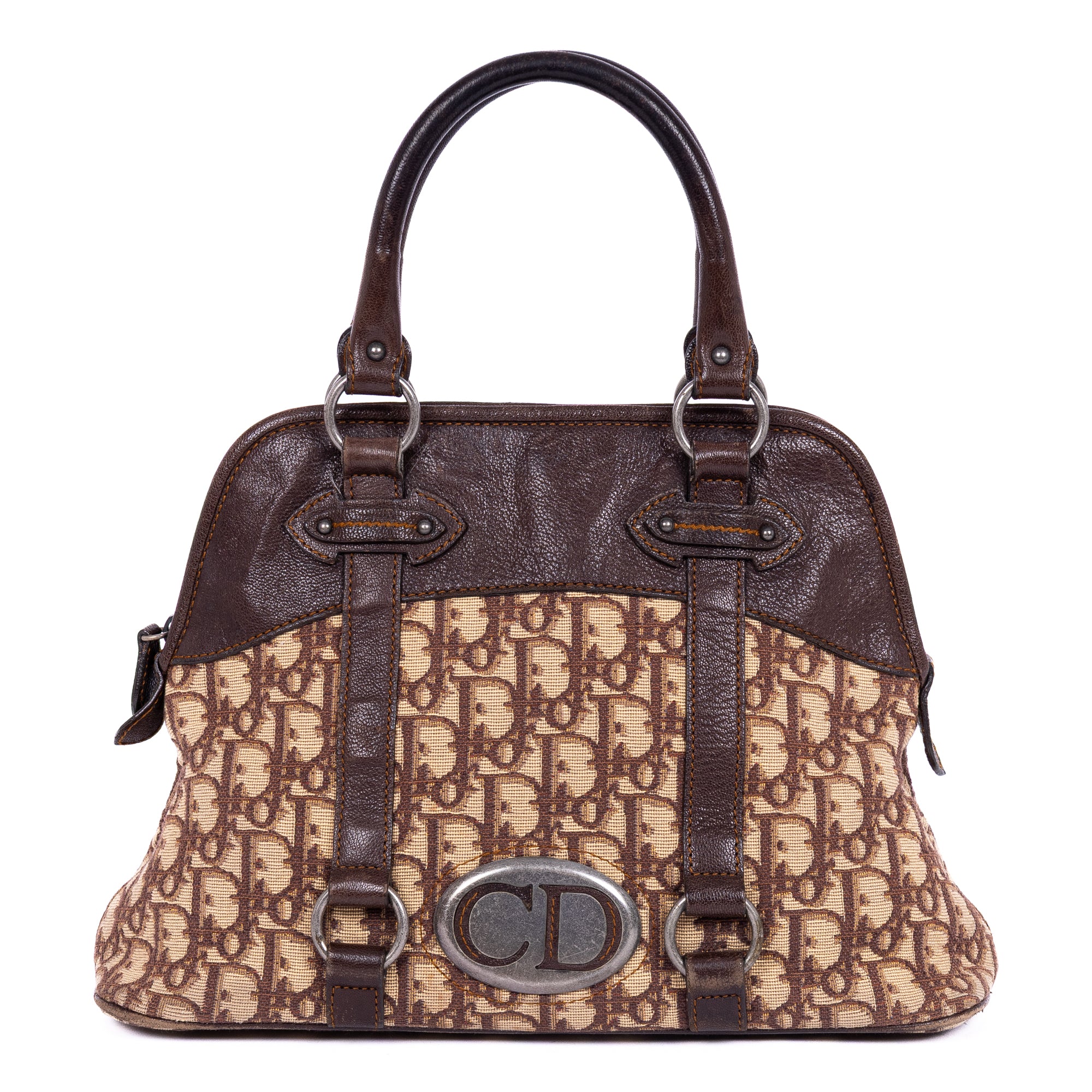 Handbag Vintage Top Handle Beige Oblique Diorissimo Canvas
