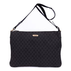 Shoulder Bag Large Flat Messenger Black Monogrammed Canvas