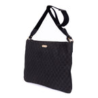 Shoulder Bag Large Flat Messenger Black Monogrammed Canvas