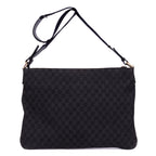 Shoulder Bag Large Flat Messenger Black Monogrammed Canvas