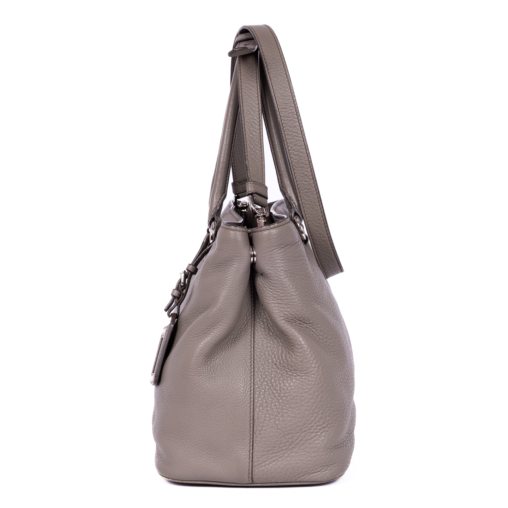 Handbag Medium Convertible Tote Grey Vitello Daino Leather