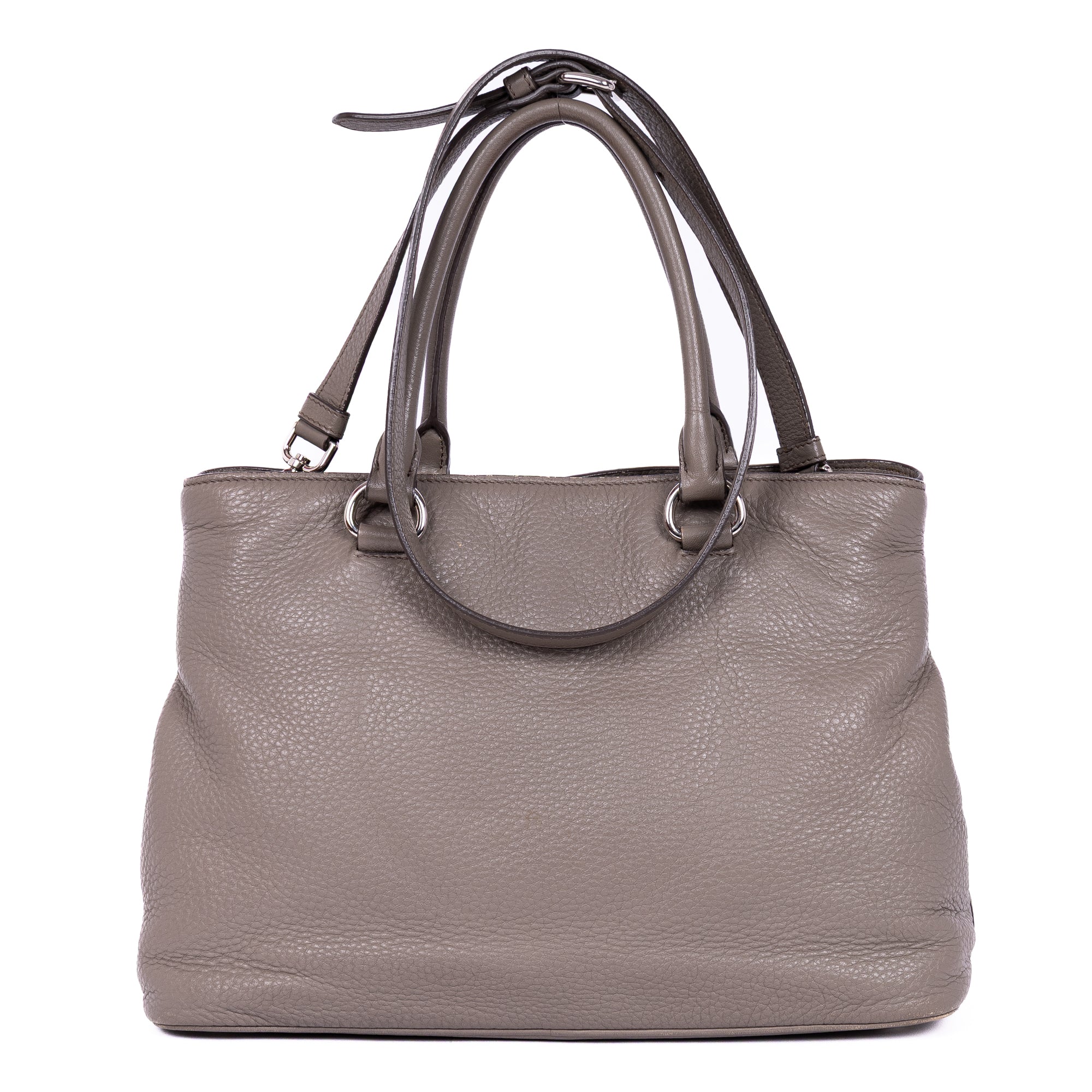 Handbag Medium Convertible Tote Grey Vitello Daino Leather