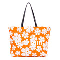Shoulder Bag Floral Shopping Tote Orange Floral Nylon Canvas