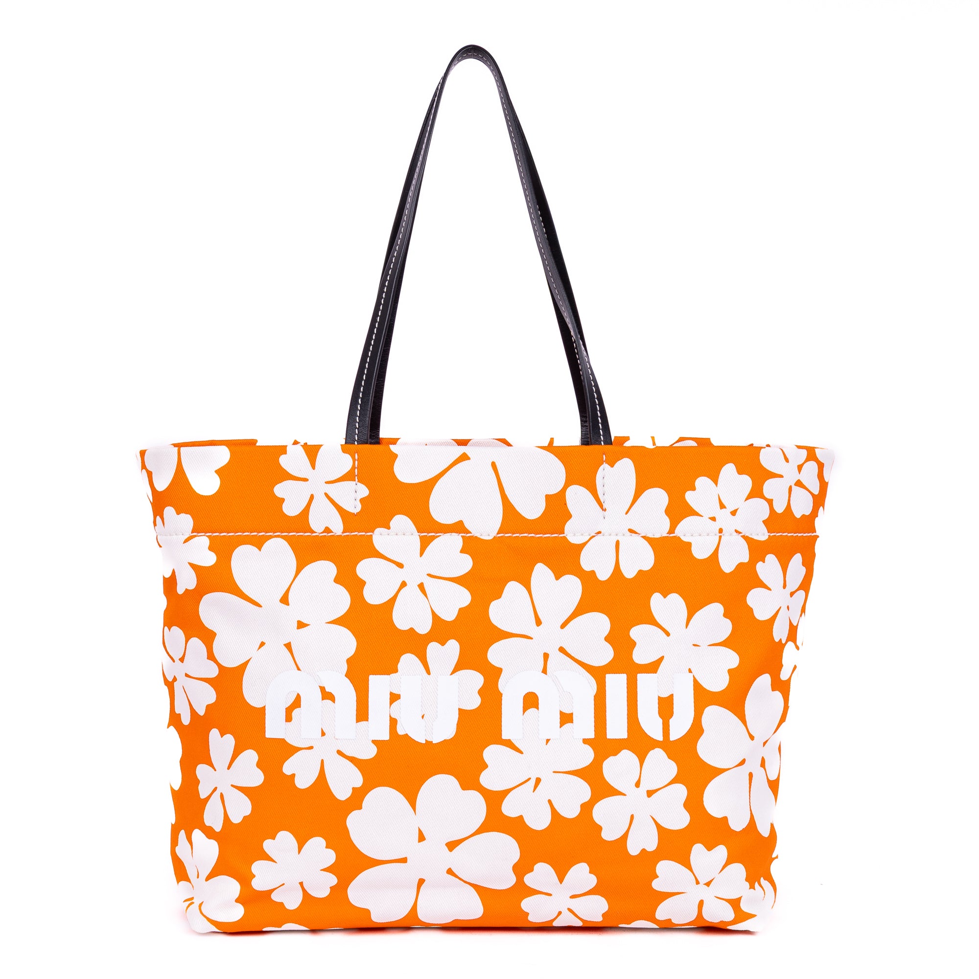 Shoulder Bag Floral Shopping Tote Orange Floral Nylon Canvas
