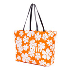 Shoulder Bag Floral Shopping Tote Orange Floral Nylon Canvas