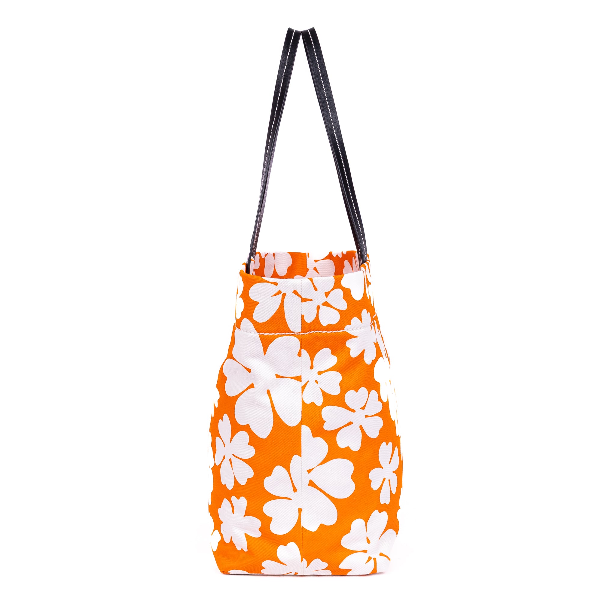 Shoulder Bag Floral Shopping Tote Orange Floral Nylon Canvas