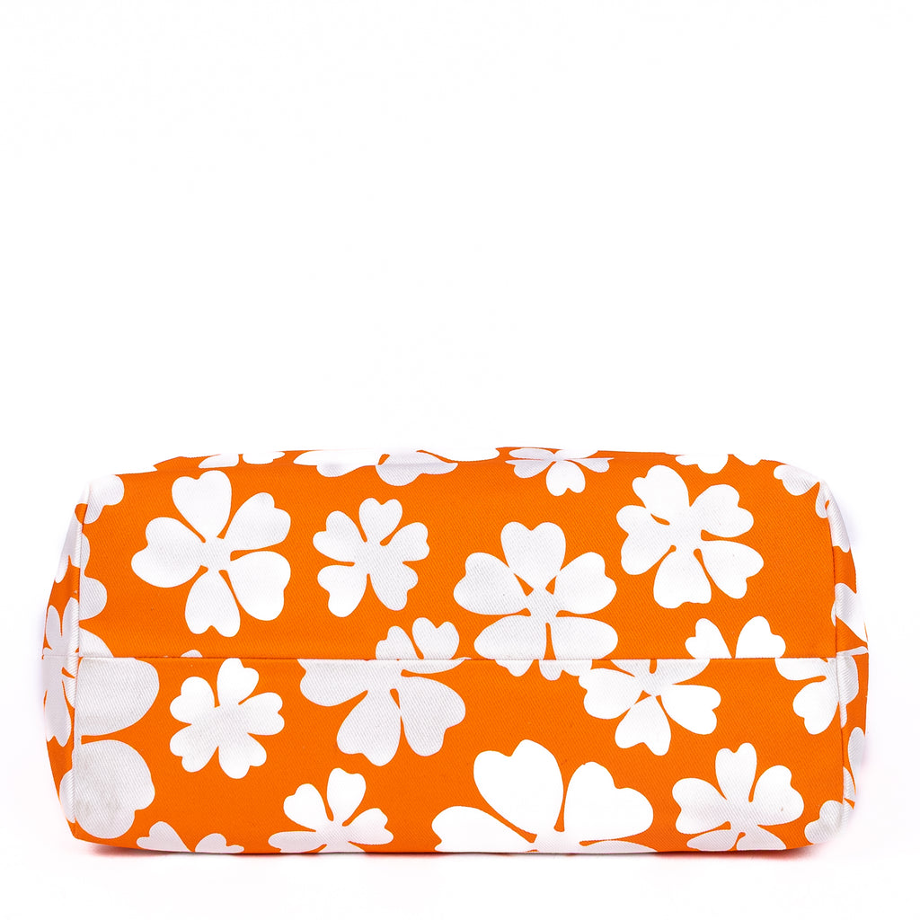 Shoulder Bag Floral Shopping Tote Orange Floral Nylon Canvas