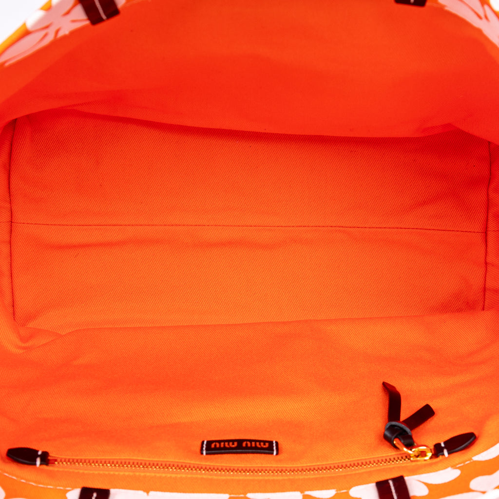 Shoulder Bag Floral Shopping Tote Orange Floral Nylon Canvas