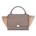 Handbag Trapeze Medium Grey Grained Leather