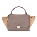 Handbag Trapeze Medium Grey Grained Leather