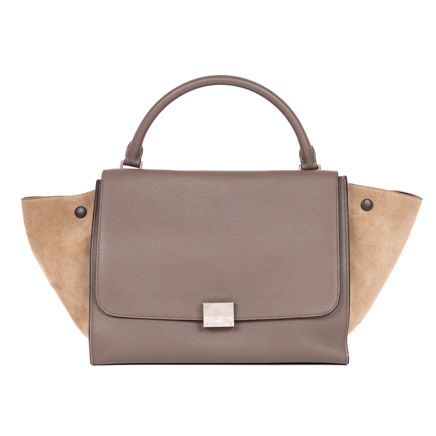 Handbag Trapeze Medium Grey Grained Leather