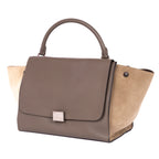 Handbag Trapeze Medium Grey Grained Leather