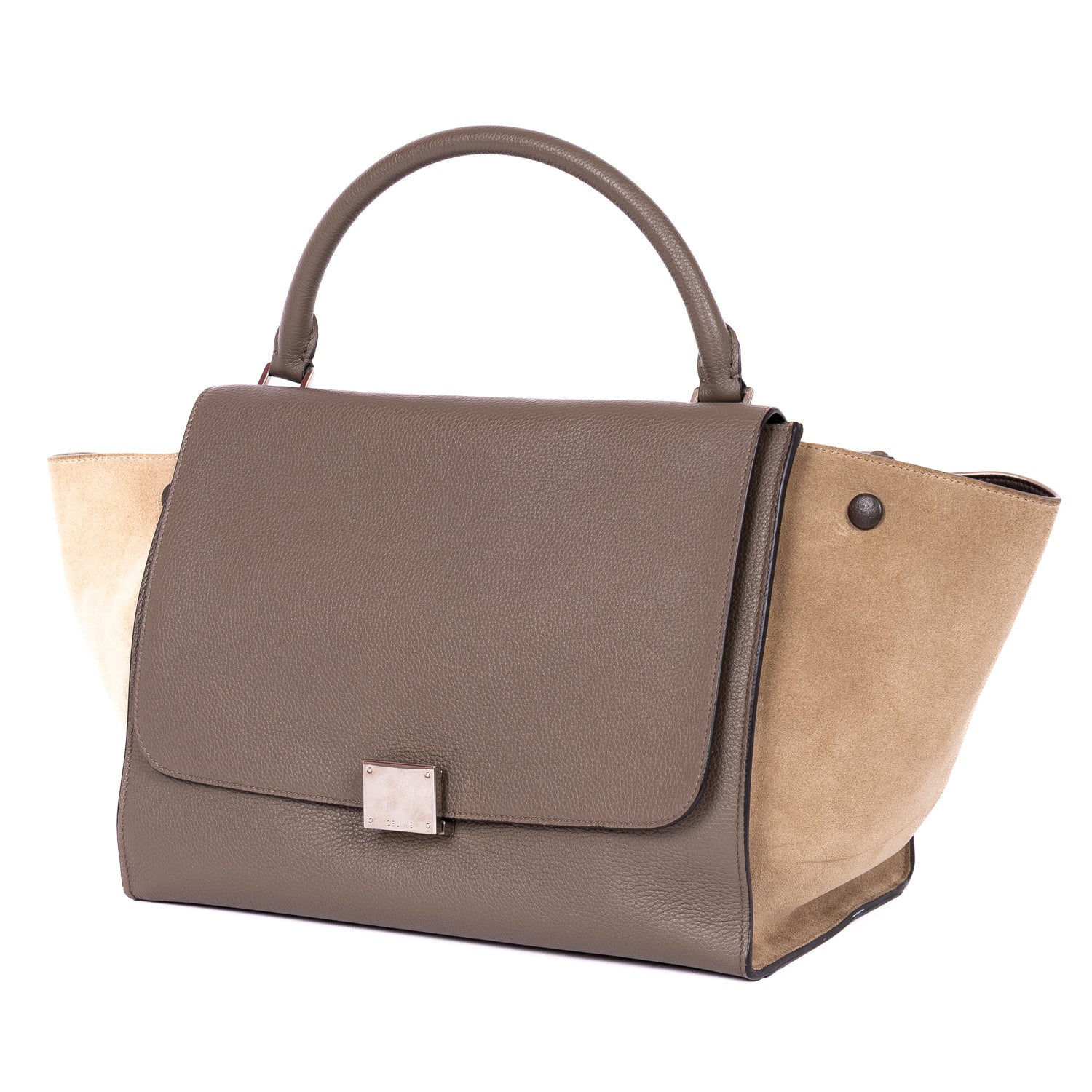 Handbag Trapeze Medium Grey Grained Leather