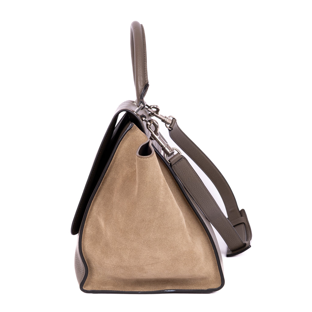 Handbag Trapeze Medium Grey Grained Leather