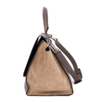 Handbag Trapeze Medium Grey Grained Leather
