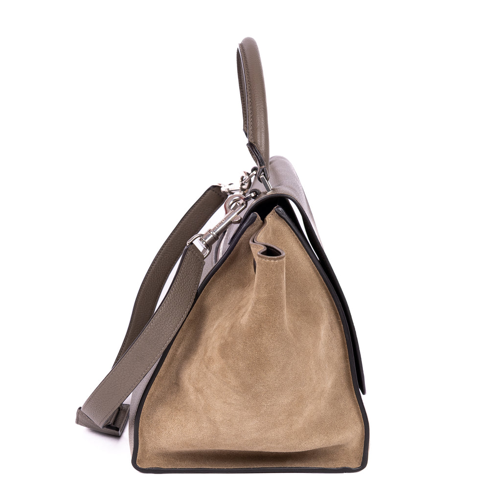 Handbag Trapeze Medium Grey Grained Leather