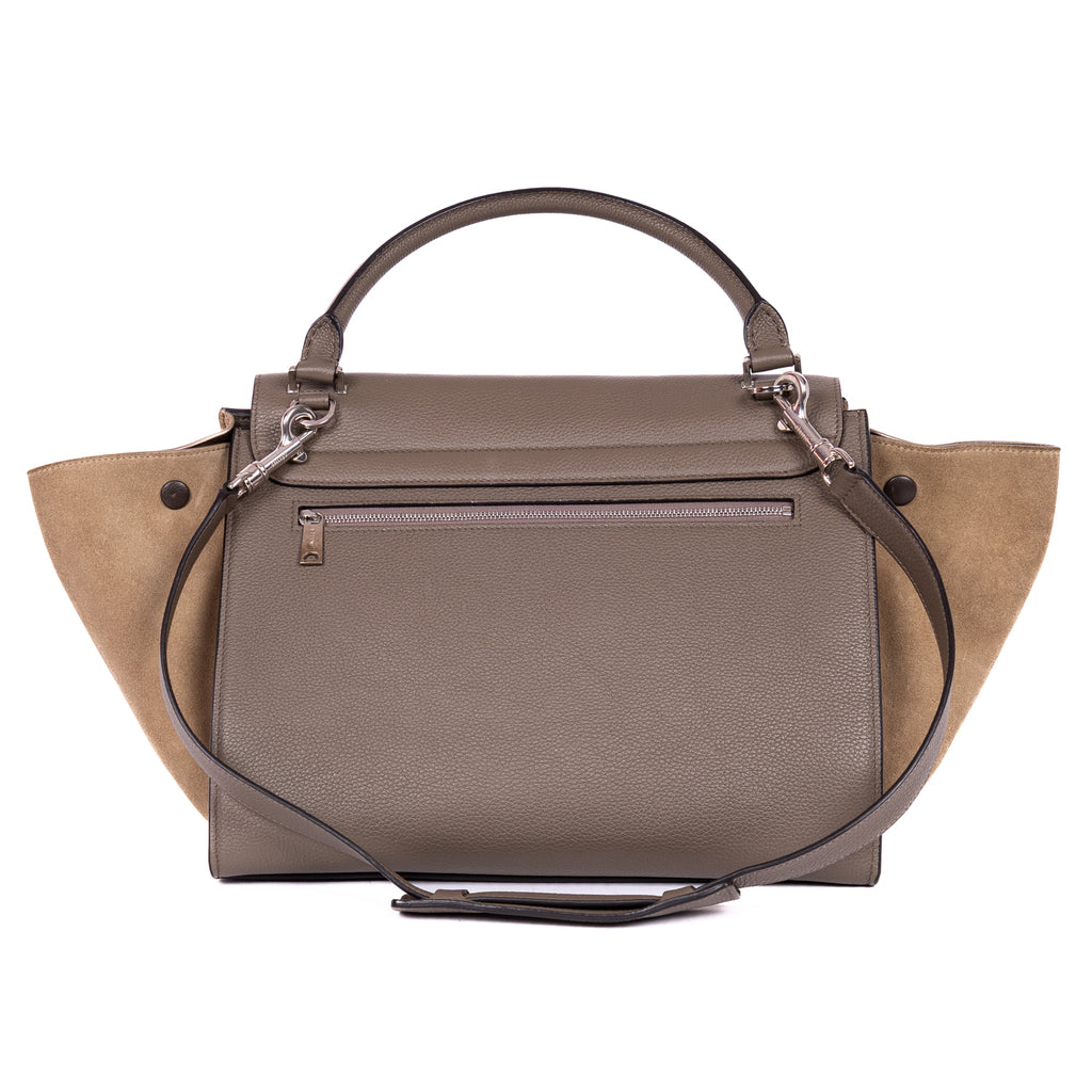 Handbag Trapeze Medium Grey Grained Leather