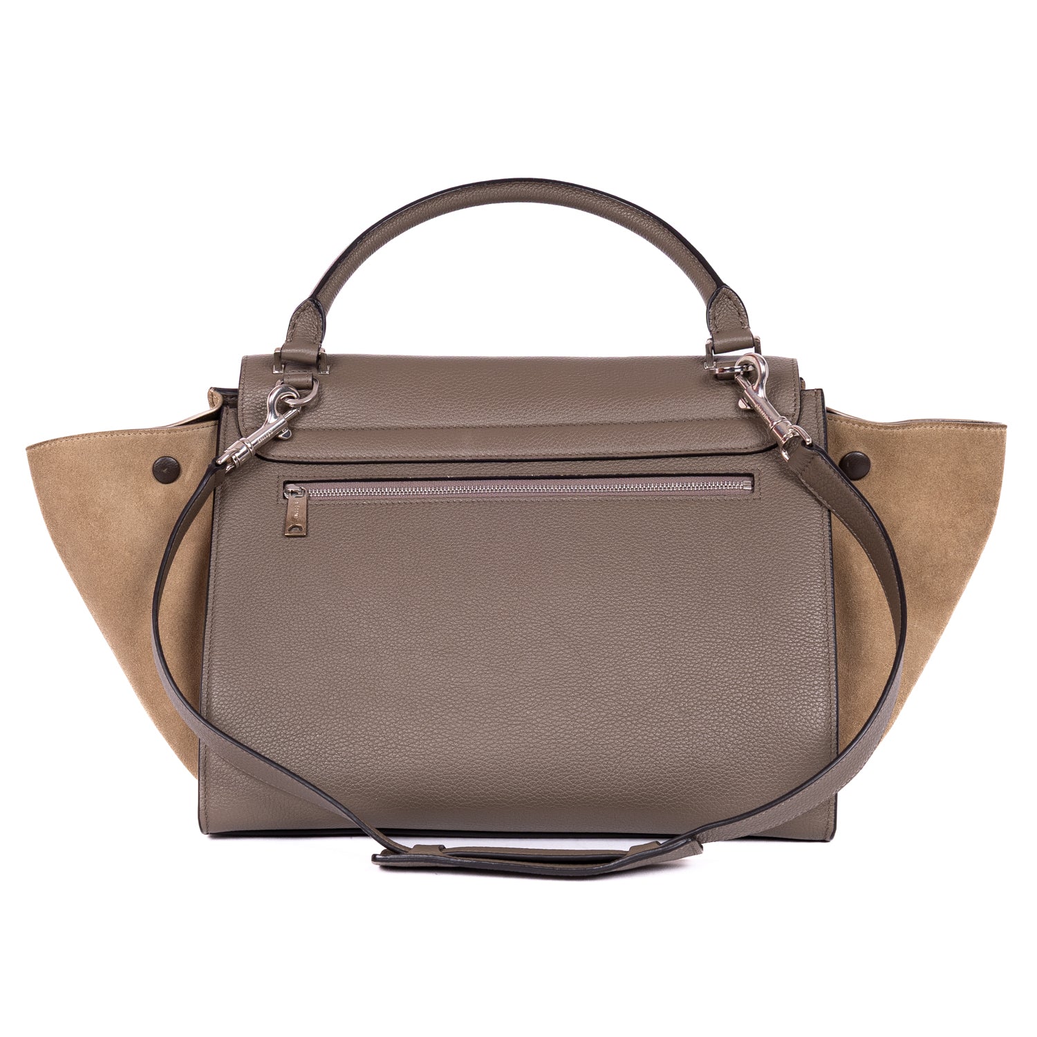 Handbag Trapeze Medium Grey Grained Leather