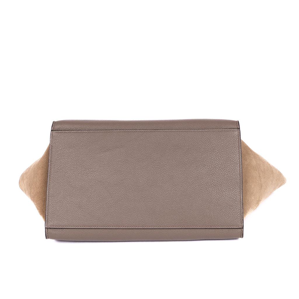 Handbag Trapeze Medium Grey Grained Leather