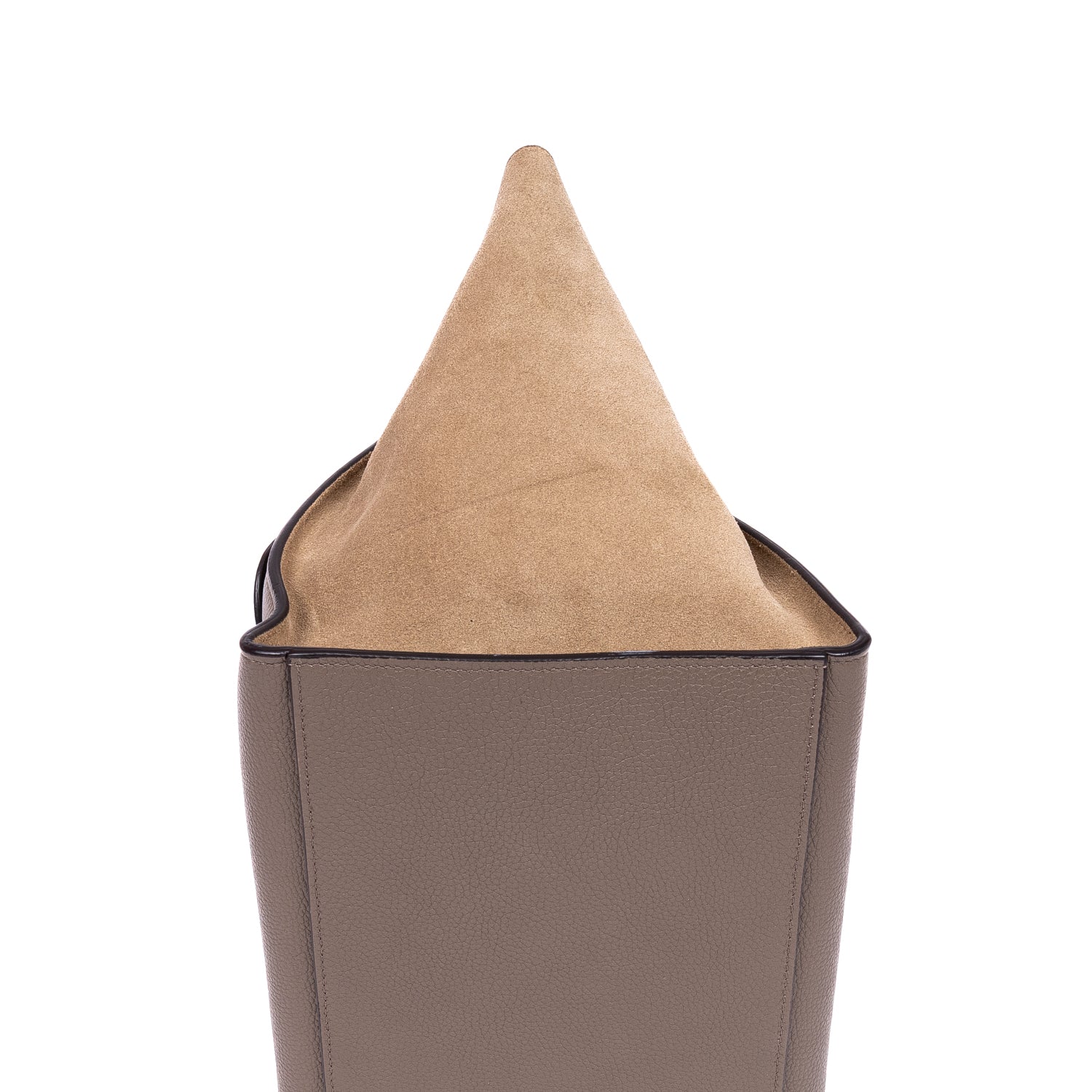 Handbag Trapeze Medium Grey Grained Leather