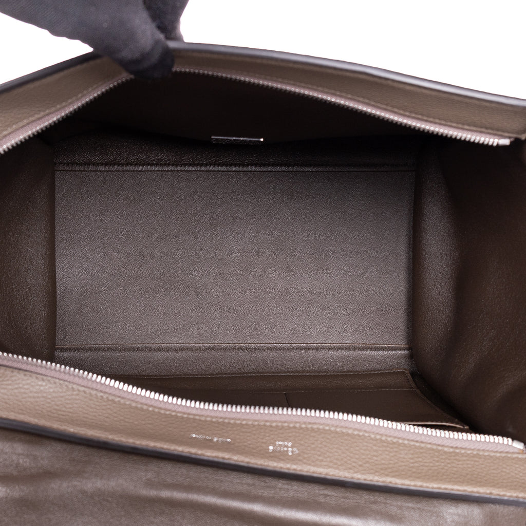 Handbag Trapeze Medium Grey Grained Leather