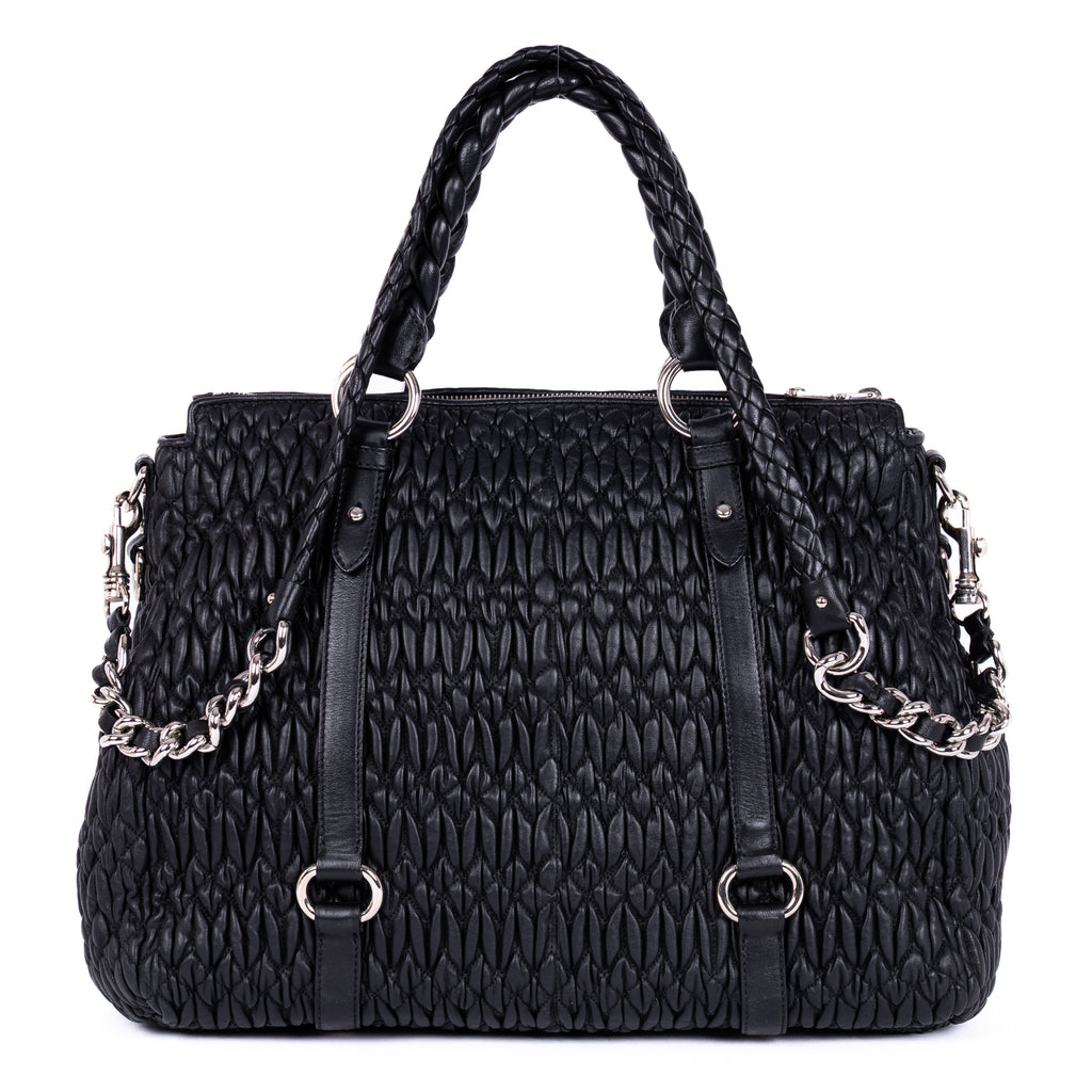 Shoulder Bag Cloquet Nappa Shopping Tote Black Matelasse Leather