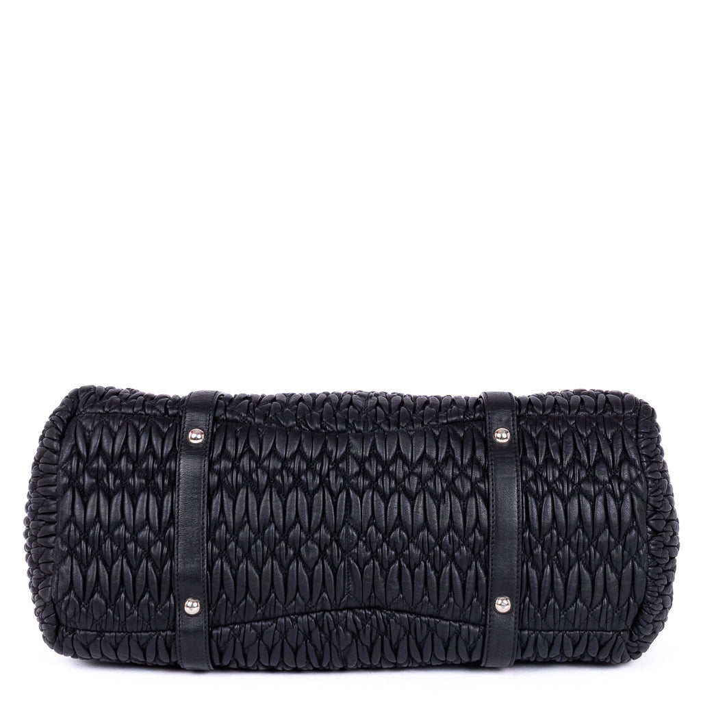 Shoulder Bag Cloquet Nappa Shopping Tote Black Matelasse Leather