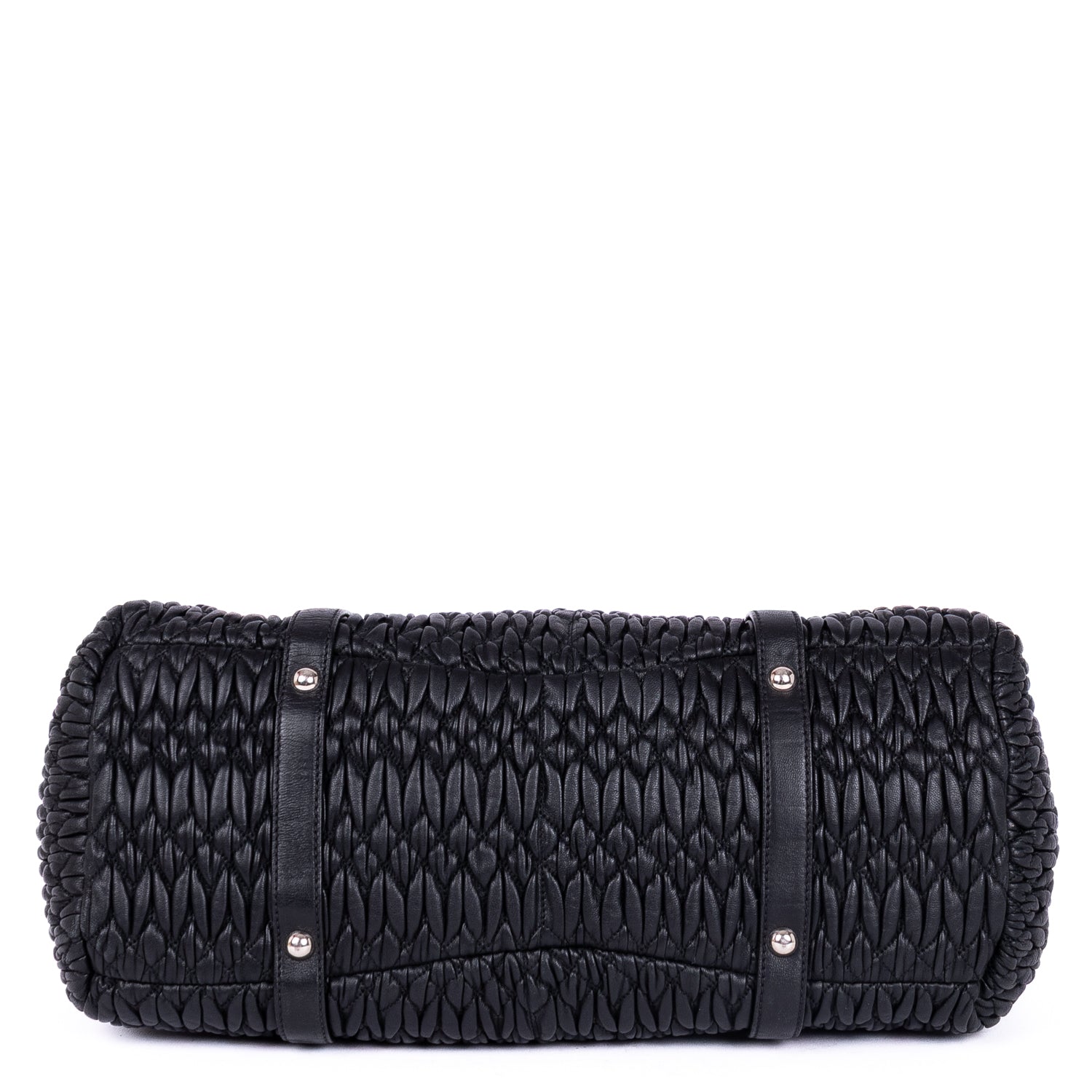 Shoulder Bag Cloquet Nappa Shopping Tote Black Matelasse Leather