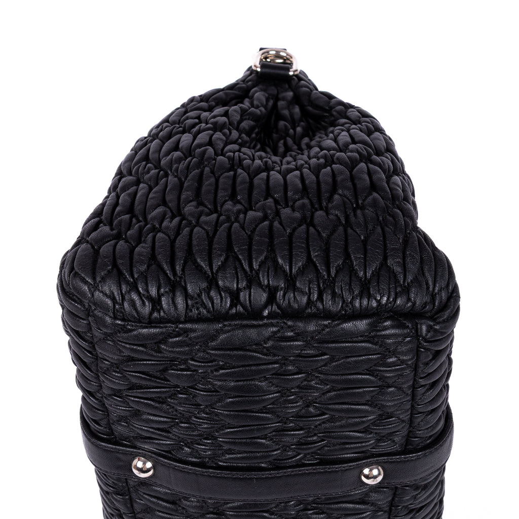 Shoulder Bag Cloquet Nappa Shopping Tote Black Matelasse Leather