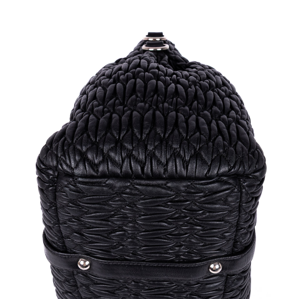 Shoulder Bag Cloquet Nappa Shopping Tote Black Matelasse Leather
