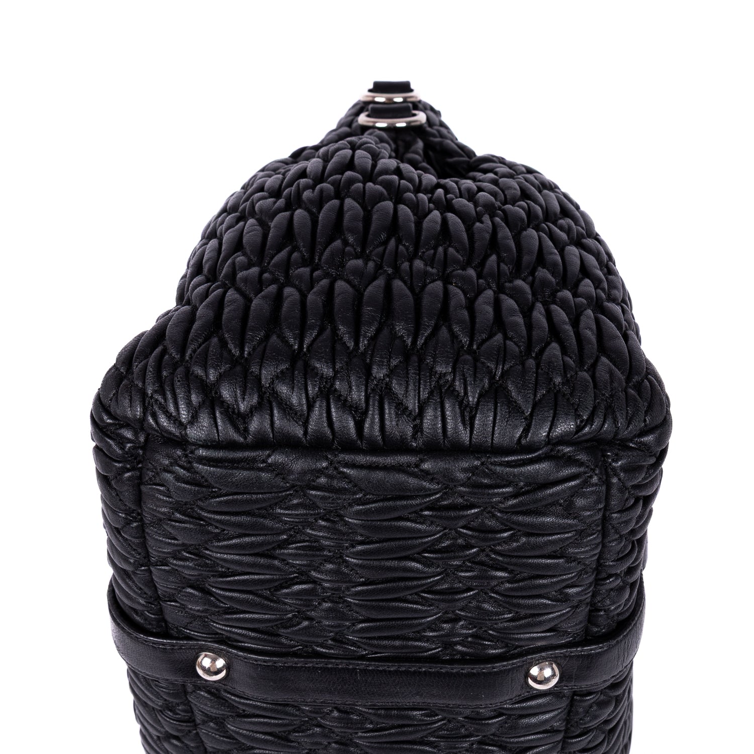 Shoulder Bag Cloquet Nappa Shopping Tote Black Matelasse Leather